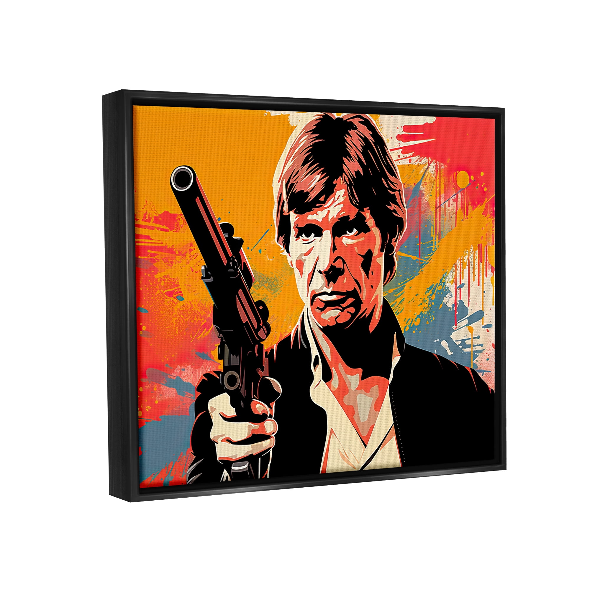 Stupell Industries Modern Paint Splash Sci-Fi Fairy Tales & Fantasy Painting Black Floater Framed Canvas Art Print Wall Art, 21 x 17
