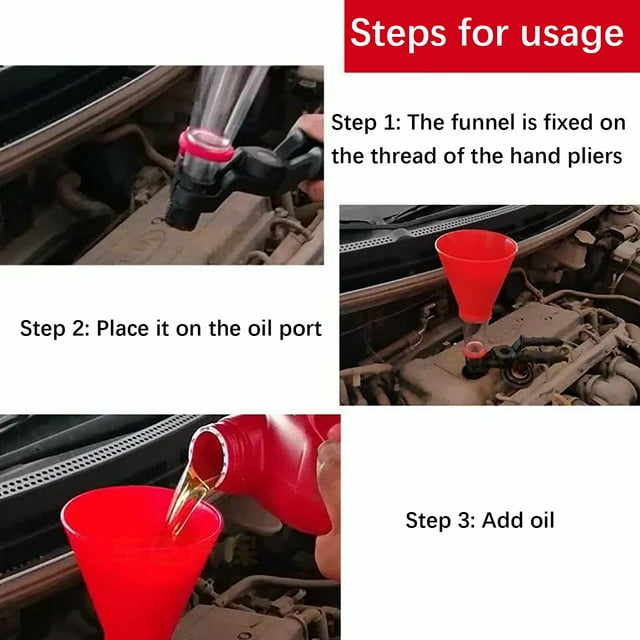 Red Universal Engine Oil Filling Funnel Set Oil Filling Funnel For Car Engine Gasoline Funnel