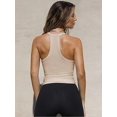 thumbnail image 2 of Womens Tank Tops Summer Racerback Workout Tops Gym Yoga V Neck Ribbed Basic Tops Crop Going Out Top (s) apricot, 2 of 5
