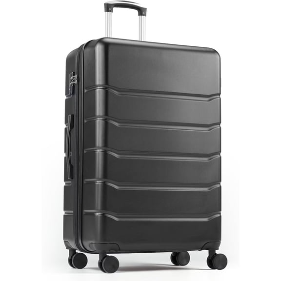 QUIOCOZY 20-inch Hardside Carry-On Luggage, Hard Shell Lightweight Expandable Suitcase with Spinner Wheels and TSA Lock, Black