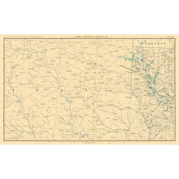 Historic State Map - Texas North East - Bien 1895 - 37.32 x 23 - Vintage Wall Art