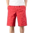 thumbnail image 2 of FRSASU Shorts Décontractés Imprimés pour Hommes Golf Randonnée Cordon Taille Élastique Shorts d'Été de Plage avec Poches Rouge, 2 of 6