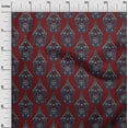 thumbnail image 2 of oneOone Cotton Poplin Dark Red Fabric Leaves & Floral Block Fabric For Sewing Printed Craft Fabric By The Yard 56 Inch Wide, 2 of 4