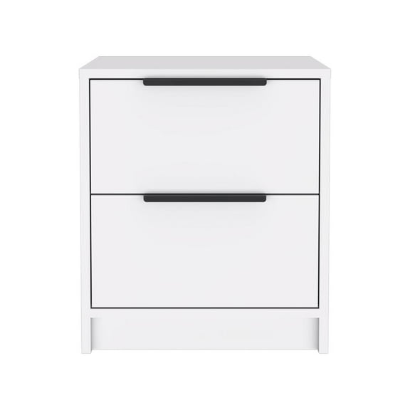 Depot E-Shop Egeo Nightstand With 2 Drawers And Metal Handles, White