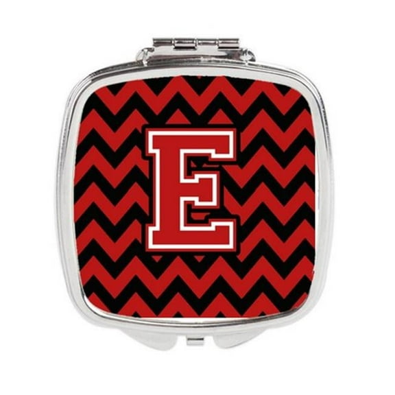 Letter E Chevron Black & Red Compact Mirror - Black & Red - 3in. H x 0.3in. W x 2.75in. L