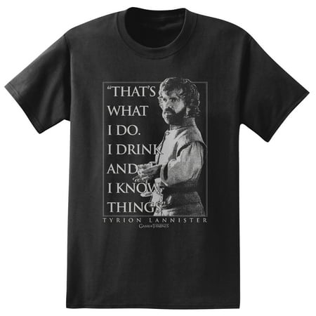Game of Thrones Drink and Know Men's Black Shirt, (Best Gamo Air Rifle For Small Game)