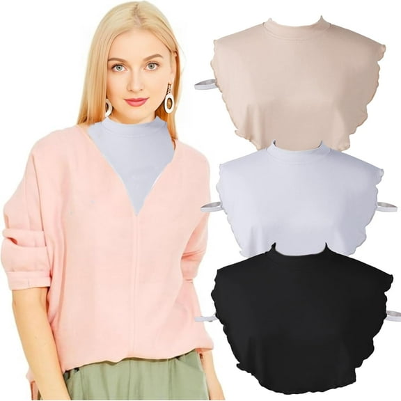 3Pcs Wearable Mock Camisole Bra Insert Overlay Modesty Panel Vest Under Blouses Cleavage Cover for Women