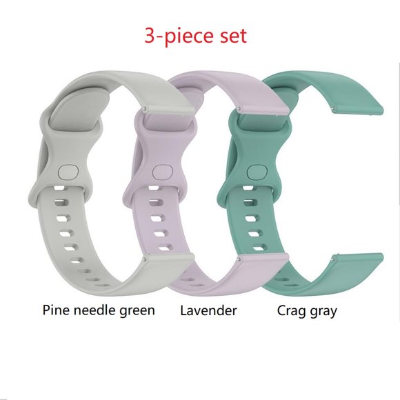 KOMI applies Realme TechLife Watch strap 8-figure tail rubber strap Samsung watch5 strap TPE, 3-piece set 1 (pine needle green + lavender + rock gray) ,20MM small code 8-word tail