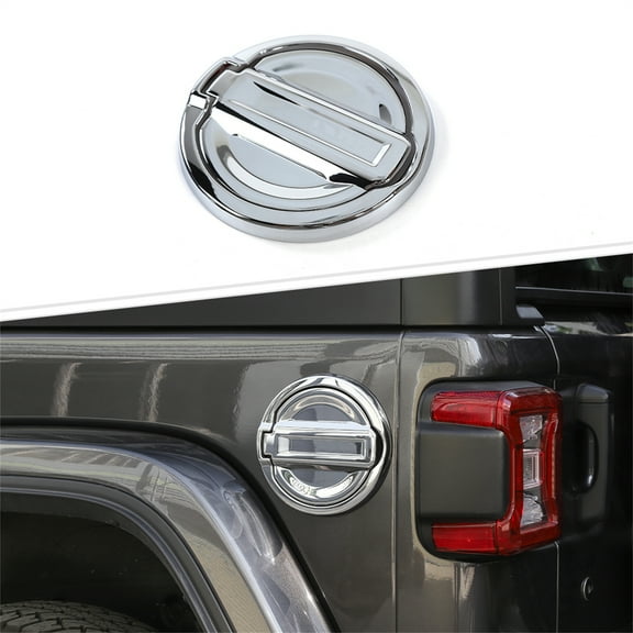 CheroCar Fuel Filler Door Gas Tank Cap Door Cover Trim Stickers for Jeep Wrangler JL JLU 2018-2022,Silver