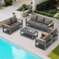 thumbnail image 2 of BPS Outdoor Couch 3-Seater Patio Aluminum Sofa Furniture, All-Weather Metal Deep Seat Chairs with Washable Thick Cushion, Dark Grey, 2 of 9