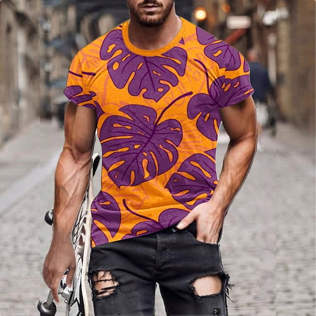 Qertyioot T-shirt à Manches Courtes Imprimé pour Hommes, Col Rond, Mode Décontractée, Manches Courtes, Économies d'Été