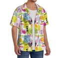 thumbnail image 2 of Naloa Tropical Pineapples Men's Loose Fit Cuban Collar Short-Sleeve Shirt, Hawaiian Shirts, Mens Shirts Casual for Everyday Wear Outings-4X-Large, 2 of 5