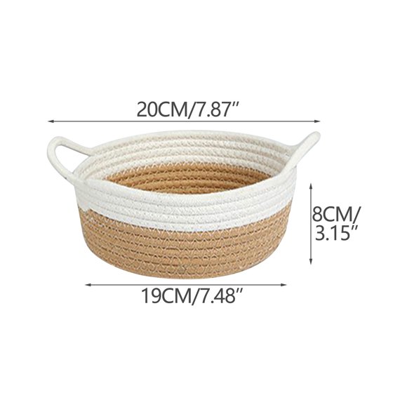 Woven Cotton Rope Basket Fabric Basket For Organisation And Storage, Small Laundry Basket For Desktop Storage, Living Room Clutter Storage, (Khaki)