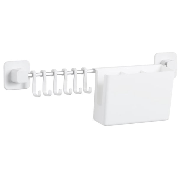 Estante De Almacenamiento De Cocina Con 6 Ganchos Móviles Desmontables Estante De Vajilla De Bucle De Aro Con Soporte Para Palillos De Drenaje Estante De Almacenamiento De Montaje En Pared Cateissary HA018807-00