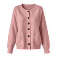 thumbnail image 4 of GILIGEGE Women's Crew Neck Knit Cardigan,Long Sleeve Button Down Loose Sweater Coat with Side Pockets,Soft Casual Outerwear Trendy Fall Fashion for City Strolls Chunky Knit Cardigans Pink S, 4 of 4