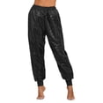 thumbnail image 3 of DPOIS Women's Shiny Sequins Hip Hop Dance Harem Pants Black S/M(L), 3 of 7