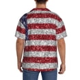 thumbnail image 3 of Sikiie America Flag Glitter Men's Wrinkle Free Untucked Cuban Shirt Business Casual Button Down Shirts Short Sleeve ShirtLarge, 3 of 5
