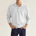 thumbnail image 2 of Fabrcox Polo Shirts for Men Long Sleeve Regular Fit Collared Golf Shirt Men Button Casual Outdoor Sports Office Work Shirt Men White L, 2 of 6