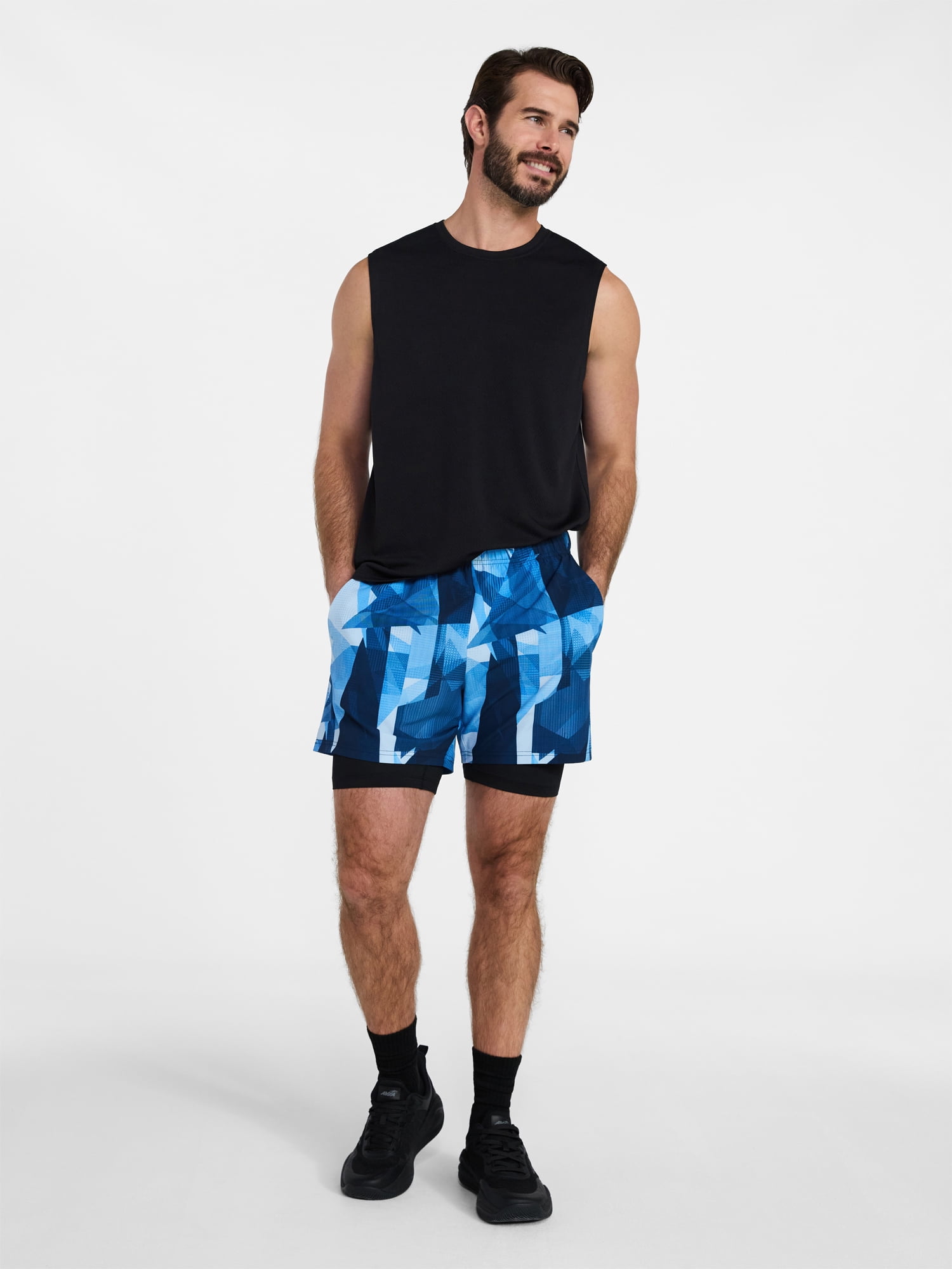 Athletic Works Men's and Big Men's 2 in 1 Gym Shorts with Liner, 6" & 8" Inseams, Sizes S-3XL