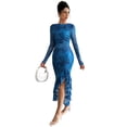 thumbnail image 6 of NAYTOAO Women's Spring Wedding Guest Dress 2026 Long Sleeve Ruched Bodycon Floral Ruffle Cocktail Party Maxi Dresses, 6 of 9