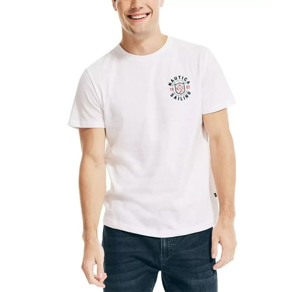 Nautica Men's Sailing Flags Graphic T-Shirt White Size XS