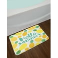 thumbnail image 2 of Hello Summer Bath Mat, Exotic Themed Pineapples and Citrus Fruits with Welcoming Words, Plush Bathroom Decor Mat with Non Slip Backing, 29.5" X 17.5", Green Pale Green Yellow, by Ambesonne, 2 of 2