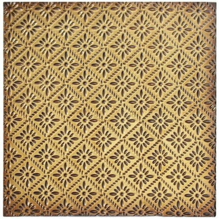 Bottle Cap 159640 Salvaged Tin Ceiling Tile 12 x 12 in. - Gold Rosette