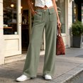 thumbnail image 4 of Pants for Womens High Waisted Straight Leg Pants Button Casual Relaxed Fit Fall Winter Trousers with Pockets, 4 of 7