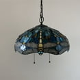 thumbnail image 6 of Tiffany Pendant Lights Plug In Green Blue Stained Glass Dragonfly LED Bulb Included for Dining Room Hotel Restaurant Cafe 16"W*16"D*75"H, 6 of 7