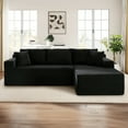 thumbnail image 2 of Muumblus Modular Sectional Sofa, Oversized L-Shape Cloud Couch, Modern Corduroy Sleeper Couches for Living Room, No Assembly Required, Black (Right Facing Chaise), 2 of 11