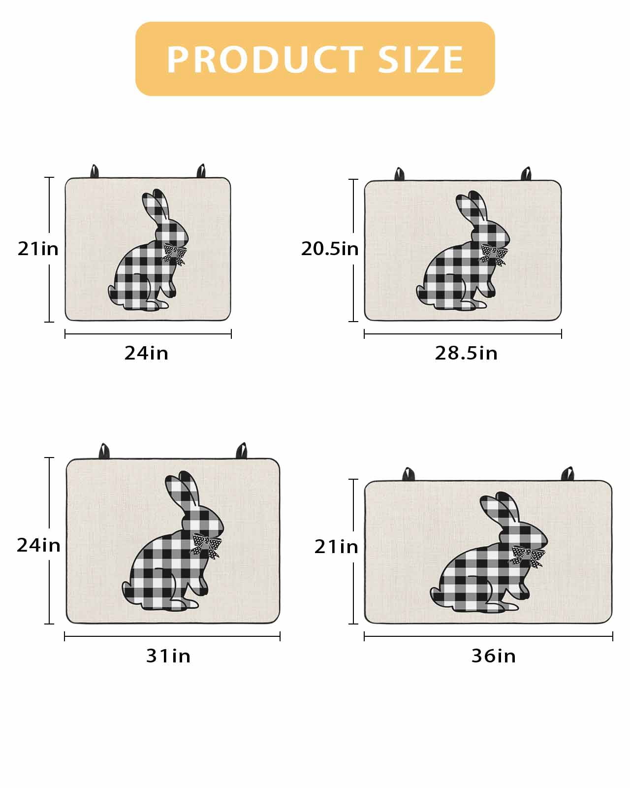 Large Induction Cooktop Protector Mat Easter Stove Top Covers for Electric Stove, Farmhouse Retro Black White Lattice Bunny Rabbit Decorative Stove Burner Cover Mats, Glass Top Stove Cover