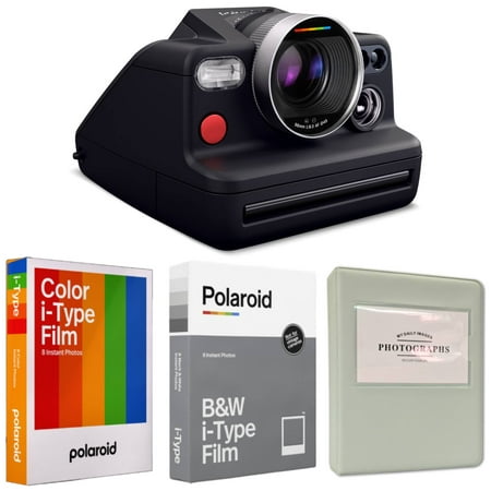 Image of Polaroid I-2 Instant Camera (Black) + Polaroid Color Film Black & White Film + Album