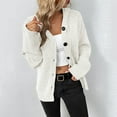 thumbnail image 2 of Vedolay Womens Sweaters Cropped Cardigan Open Front Button Down Loose Knit Sweater Coat White,M, 2 of 5