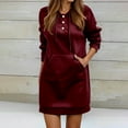 thumbnail image 2 of Women's Casual Hooded Sweater Dress Button Front Long Sleeve Pullover Tunic For Daily Wear Comfortable Loungewear Outfit Fall Winter, 2 of 6