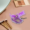 thumbnail image 4 of Unique Bargains Halloween Christmas 1 Pc Dragon Pattern Feather Half Face Party Mask for Masquerade Party Purple, 4 of 5