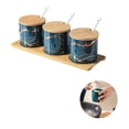 thumbnail image 4 of Simple Emerald Ceramic Spice Jar Set Safe Home Restaurant Seasoning Box Non-toxic Storage with Lid and Spoon Gift Set Not Fade with Wooden Pallet for Seasoning Storage, 4 of 9