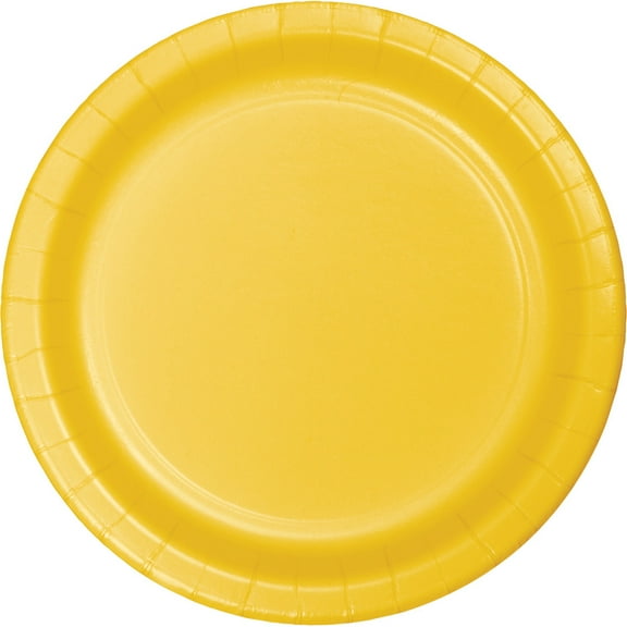 Party Central Disposable Round Luncheon Party Paper Plates - 7" - Yellow - Club Pack of 240
