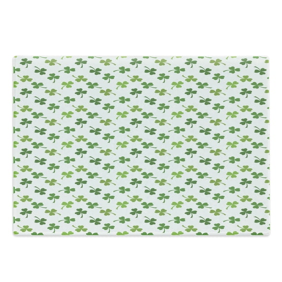 St. Patrick's Day Cutting Board, Continuous Clover Luck Wealth Irish Traditional Pattern, Decorative Tempered Glass Cutting and Serving Board, in 3 Sizes, by Ambesonne