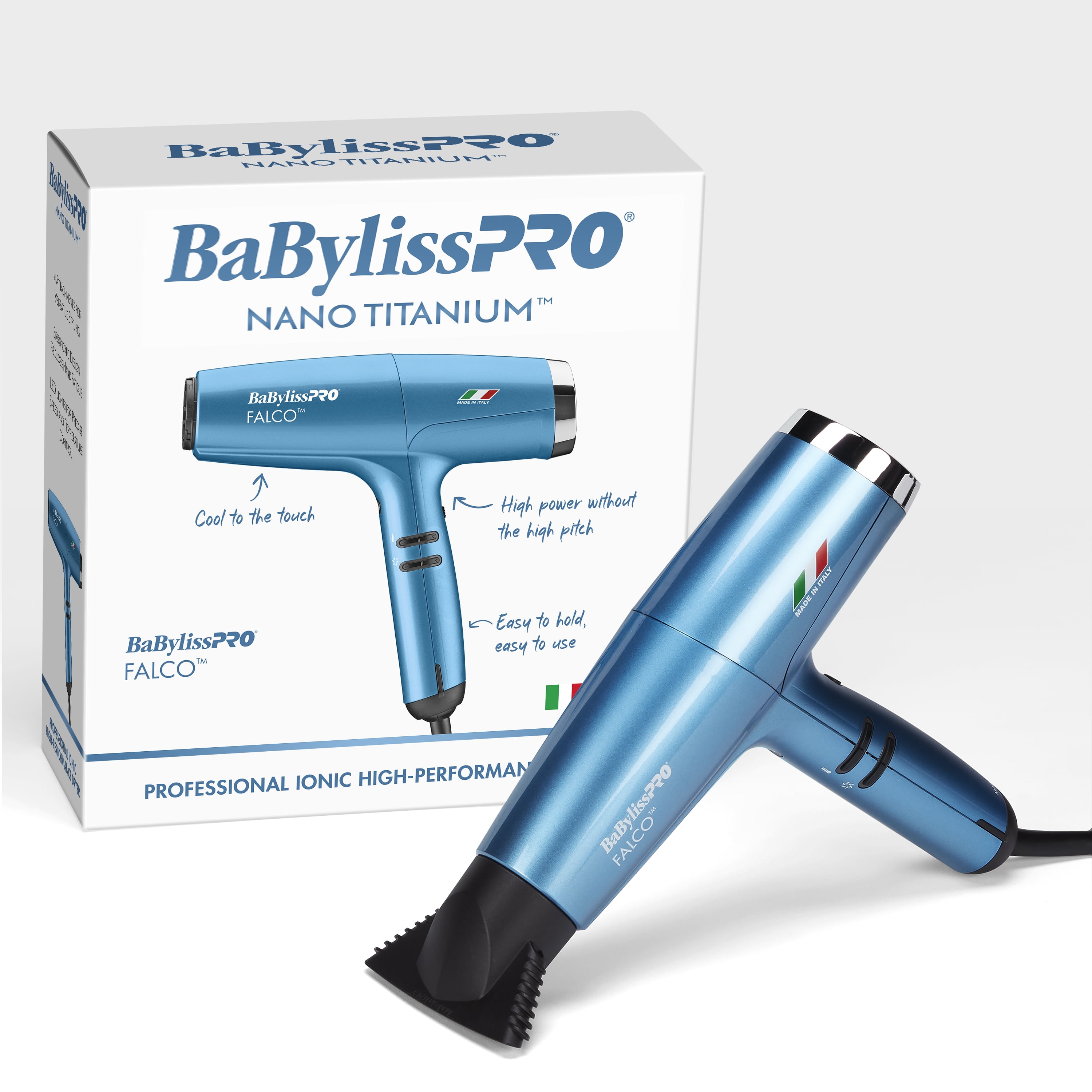 BabylissPRO Nano Titanium Professional Italian High-Speed Falco Dryer (Blue)