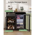 thumbnail image 4 of Modern Coffee Bar Cabinet with Mini Fridge Space, Wine Bar with LED Lights & Power Outlets, Glass Door Liquor Cabinet & Buffet Sideboard for Dining Room, Black, 4 of 7