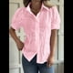 thumbnail image 4 of Blusa de Corta con Cuello Abotonado para Mujer, con Bordado de Ojales Rosa XL, 4 of 8