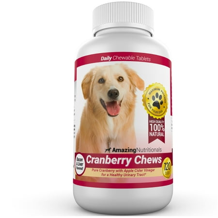 Amazing Nutritionals Cranberry Urinary Tract Support Daily Supplement Chews for Dogs, 120 (Best Cranberry Supplement For Dogs)