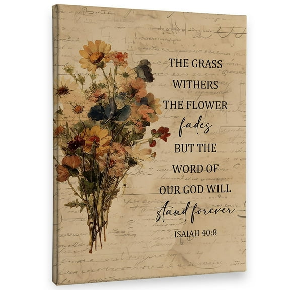 Christian Vintage Floral Wall Art Decor Canvas Bible Verse Scripture Pictures Decorations, Religious Retro Flower Bouquet Framed Prints Artwork for Bedroom Living Room Church Decor