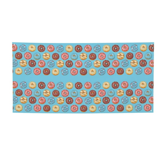Picia Cute Donut Pattern Party Banner, Festive Decoration, Holiday Banner, Celebration Decor, Event Banner, Reusable Party Banner-Small