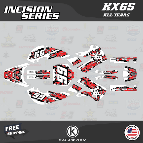 Kalair GFX Graphics Kit for Kawasaki KX65 (1999-2023) Incision Series