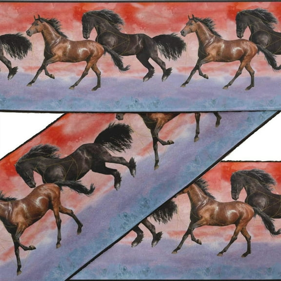 IBA Indianbeautifulart Green Geometric & Running Horse Animal Fabric Laces For Crafts Printed Velvet Trim Fabric Sewing Border Ribbon Trims 9 Yards 3 Inches