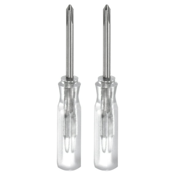 Uxcell 2Pcs PH0 Mini Phillips Screwdriver 2mm Magnetic Cross Head 45mm Length for Repairs, Transparent