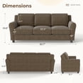 thumbnail image 4 of Ebello Modern Sofa Couch, 3-Seater Upholstered Couches with Thick Cushions for Living Room and Bedroom, Brown, 4 of 7