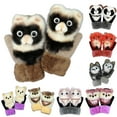 thumbnail image 5 of Women Girls Gloves Warm Soft Cute Cat Plush Convertible Flip Top Winter Fingerless Thick Mittens for Teen, 5 of 8