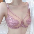 thumbnail image 4 of YUGYXL Bras for Women Lace Unlined Bra See-Through Bralette Breast Minimizer Bras Full Coverage Underwire Bra Pink, 4 of 5